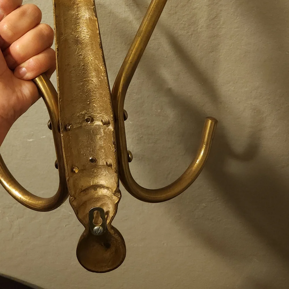 Vintage Brass Wall Mounted Coat Hooks
